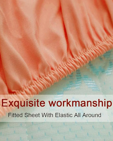 SONORO KATE Bed Sheet Set Super Soft Microfiber 1800 Thread Count Luxury Egyptian Sheets 16-Inch Deep Pocket，Wrinkle -3 Piece (Coral, Twin XL) - LeafyLoom