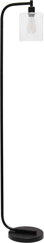 Simple Designs LF1036-BLK Antique Style Industrial Iron Lantern Floor Lamp with Glass Shade, Black 12 x 10 x 63 - LeafyLoom