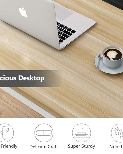 Tribesigns Computer Desk, 47 inch Modern Simple Office Desk Computer Table Study Writing Desk for Home Office, Light Walnut - LeafyLoom