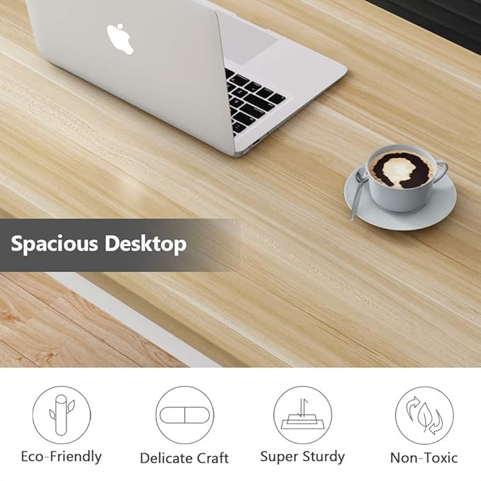 Tribesigns Computer Desk, 47 inch Modern Simple Office Desk Computer Table Study Writing Desk for Home Office, Light Walnut - LeafyLoom