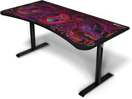 Arozzi Arena Special Edition Ultrawide Curved Gaming and Office Desk with Full Surface Water Resistant Desk Mat Custom Monitor Mount Cable Management Cut Outs - Crawling Chaos - LeafyLoom