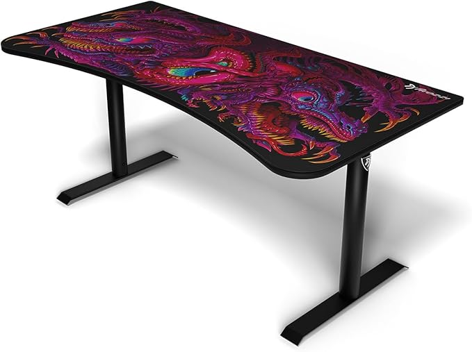 Arozzi Arena Special Edition Ultrawide Curved Gaming and Office Desk with Full Surface Water Resistant Desk Mat Custom Monitor Mount Cable Management Cut Outs - Crawling Chaos - LeafyLoom