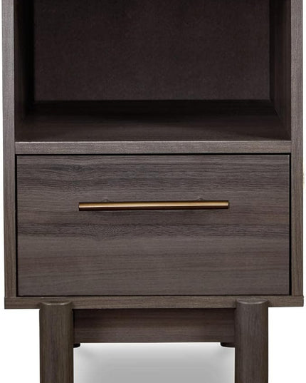 Signature Design by Ashley Brymont Mid-Century Modern 1 Drawer Nightstand, Dark Gray - LeafyLoom