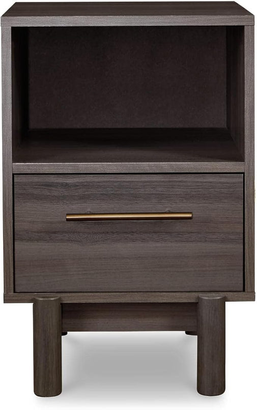 Signature Design by Ashley Brymont Mid-Century Modern 1 Drawer Nightstand, Dark Gray - LeafyLoom