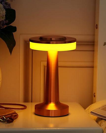 Set of 8 LED Portable Cordless Table Lamp with Touch Sensor 3 Color Stepless Dimming Rechargeable Battery up to 15 Hours Cordless Lamp Table Light Wireless Lamp for Kids Nursery (Rose Gold) - LeafyLoom