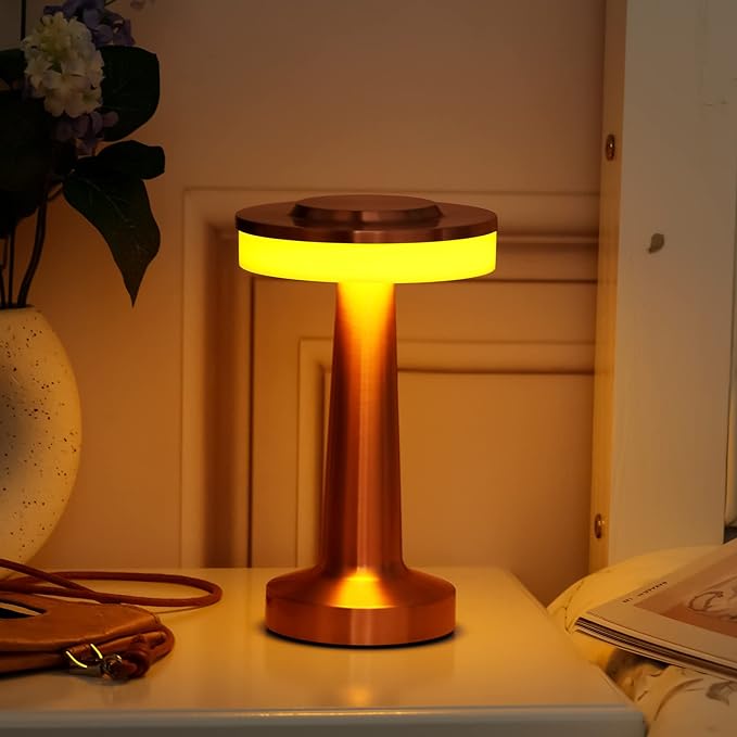Set of 8 LED Portable Cordless Table Lamp with Touch Sensor 3 Color Stepless Dimming Rechargeable Battery up to 15 Hours Cordless Lamp Table Light Wireless Lamp for Kids Nursery (Rose Gold) - LeafyLoom