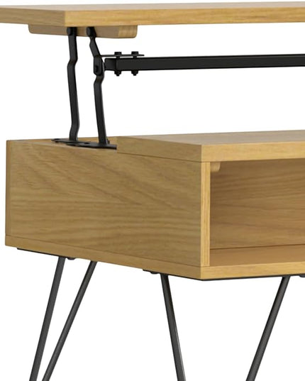 SIMPLIHOME Hunter Lift Top Coffee Table, 48 inch, Oak Veneer - LeafyLoom