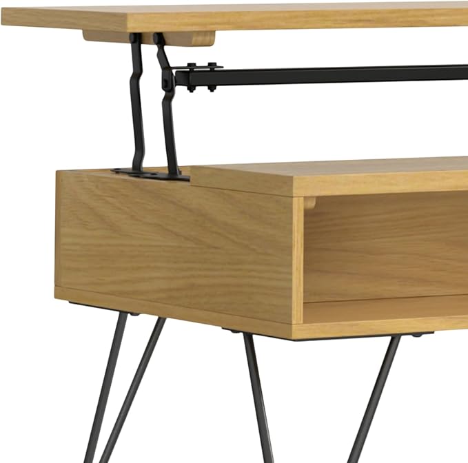 SIMPLIHOME Hunter Lift Top Coffee Table, 48 inch, Oak Veneer - LeafyLoom