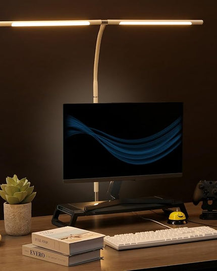 360°Rotatable Led Desk Lamp with Clamp, 34.25” Architect Desk Lamps for Home Office, 5 Color Modes with 3 Detachable Light Tubes, Gooseneck Desk Lights for Workbench, Monitor, Study (White) - LeafyLoom