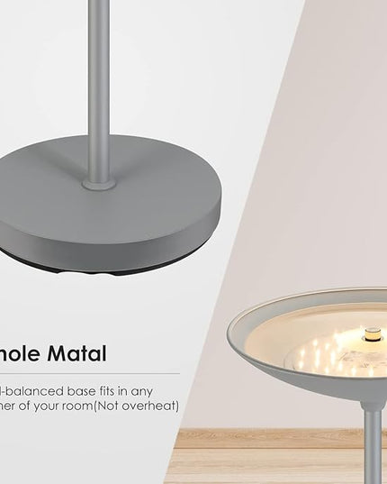 Floor Lamp, Standing Lamp, 20W 2000LM LED Torchiere Floor Lamp, Stepless Dimmable, Touch Control, 3000K Daylight, 50000hrs Lifespan, Floor Lamps for Living Room, Standing Lamps for Bedroom Gray - LeafyLoom