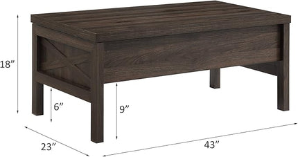 NicBex Coffee Table Wooden Lift Top Coffee Table with Storage Center Tables with Hidden Compartments and Legs Lift Tabletop Dining Table for Living Room, Office, and Bedroom,43" W, Brown - LeafyLoom