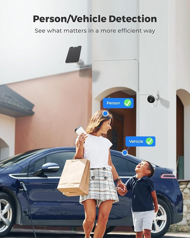 REOLINK 2K 3MP Solar Security Camera, Wireless Home Security Camera Outdoor Indoor, Night Vision, Human/Car Detection, 2.4G WiFi, Local Storage, No Monthly Fee, Support Home Hub, Argus Eco+Solar Panel REOLINK
