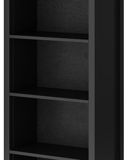 SIMPLIHOME Artisan SOLID WOOD 26 Inch Contemporary 5 Shelf Bookcase in Black, For the Living Room, Study Room and Office - LeafyLoom