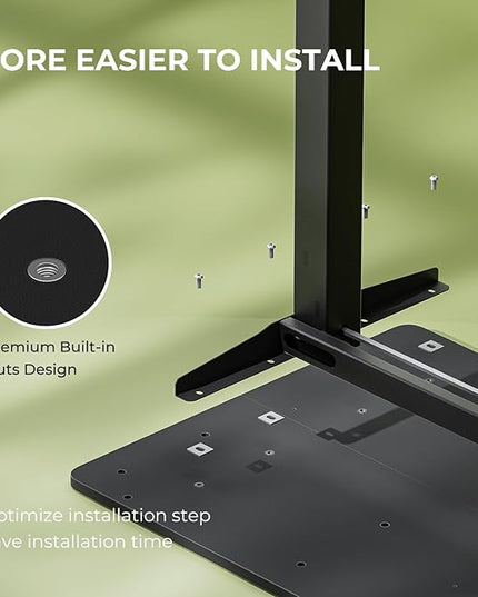 Electric Standing Desk,Adjustable Height Desk With Curved Desktop, Stand Up Desk With 2 Metal Hooks & Cable Organizer Box, Powerful Motor For Fast Switch From Sit To Stand Position 48x24 Black - LeafyLoom