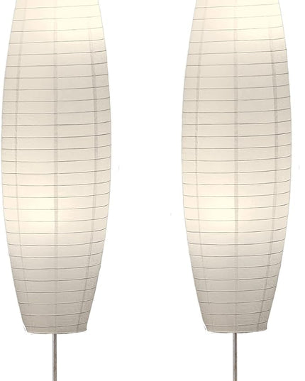 LIGHTACCENTS Rice Paper Floor Lamps 59-Inch Tall Set of 2 Paper Lantern Lamps with Paper Shades - Rice Paper Floor Lamps for Living Room Fits in Modern Room Decor Dorm Room Essentials (2-Pack) - LeafyLoom