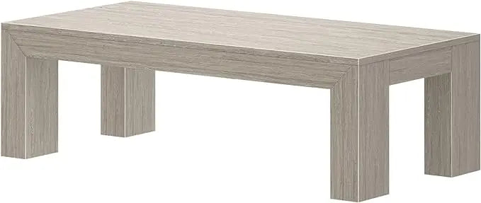 Plank+Beam Modern Rectangular Coffee Table, Solid Wood, 48 Inch, Medium Sized Coffee Table, Center Tables for Small Spaces, Living Space Medium Tea Table, Seashell Wirebrush - LeafyLoom