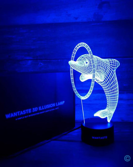 Dolphin 3D Lamp Gifts for Boys Girls Room, Night Light Toys Bedside Decor Gifts for Kids Baby, 7 Colors Changing Nightlight with Smart Control - LeafyLoom