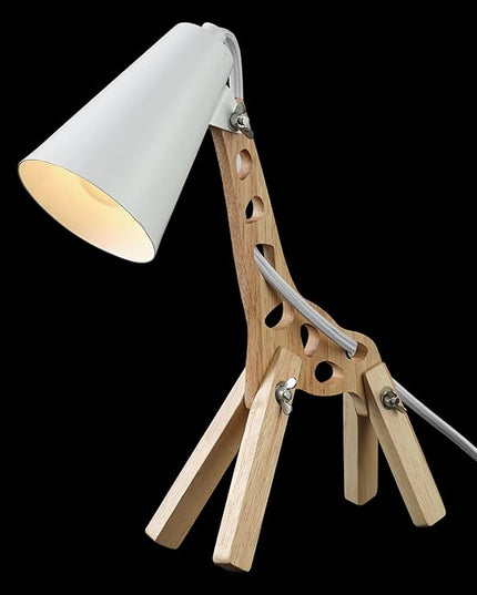 Globe Electric 52210 Gigi Giraffe 11" Wooden Novelty Lamp, White Shade, in-Line On/Off Rocker Switch - LeafyLoom
