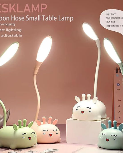 Cute Deer Lamp USB Rechargeable Reading Light,LED Desk Lamp for Kids, Portable LED Table Light, Flexible Gooseneck Eye-Care Cartoons Small Desk Lamp Girls Gifts (Pink) - LeafyLoom