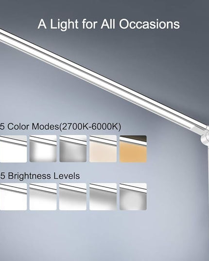 AFROG Multifunctional LED Desk Lamp with USB Charging Port, 5 Lighting Modes,5 Brightness Levels, Sensitive Control, 30/60 min Auto Timer, Eye-Caring Office Lamp，8W，5000K - LeafyLoom