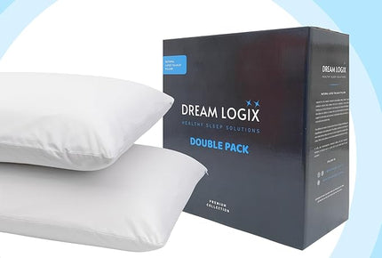 Talalay Natural Latex Foam Pillow DreamLogix - Set of 2 - Queen Size Soft Pillows for Sleeping, Side & Back Sleepers, 100% Cotton Cover, Neck Support (Pack of 2, Soft, Queen Size 28''x16''x6'') - LeafyLoom