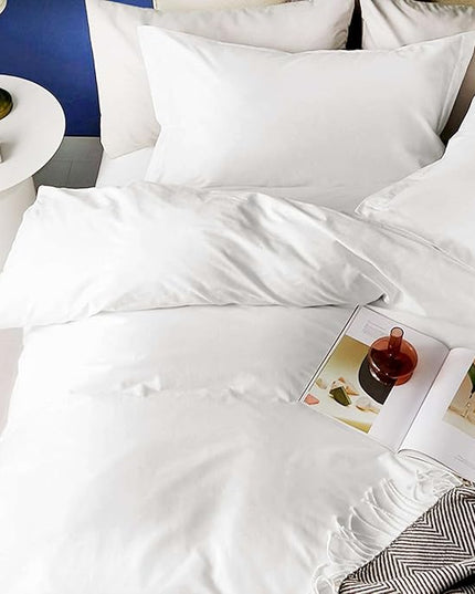 ETDIFFE White California King Comforter Set - 3 Piece Modern Bedding Set Cal King Size, Soft & Lightweight All Season Microfiber Down Alternative Bed Comforter (104x96 Inches) with 2 Pillow Shams - LeafyLoom