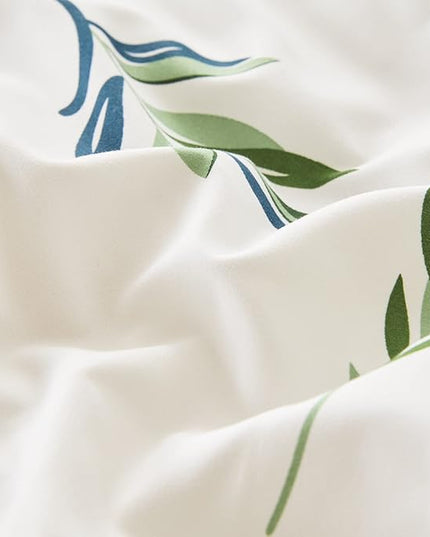 EMME King Comforter Set - Sage Green Floral Bedding Set 7 PCS with Nature Leaves Pattern, Soft Leaf Printed Botanical Bed Set with Sheets, Fluffy Bed Bag for All Season(102"X90") - LeafyLoom