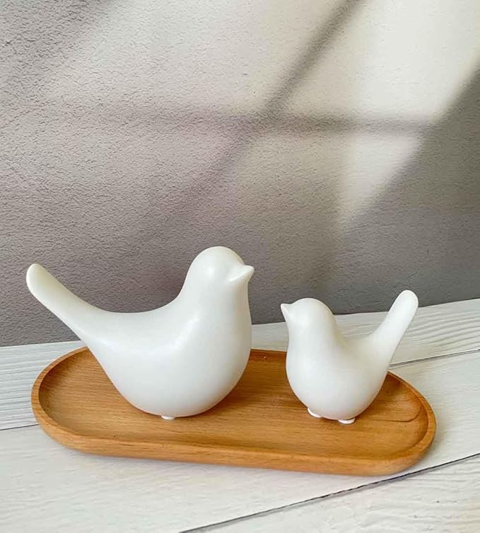 White Bedroom Decor Aesthetic, Ceramic Decor Birds White Decor for Shelves, Small Decor Items for Shelf Decor Accents, Decorative Birds Figurines Decorations for Living Room Table top Decor - LeafyLoom