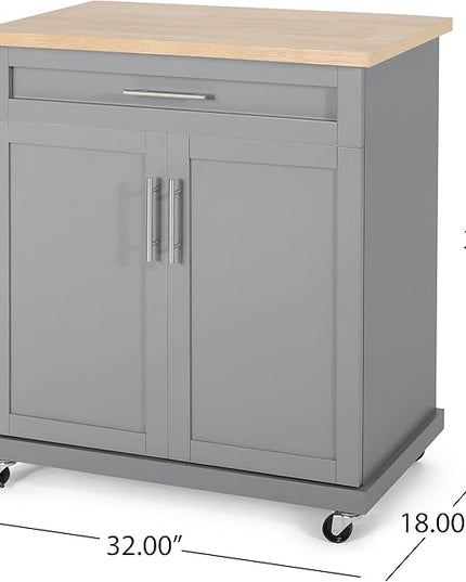 Christopher Knight Home Batavia Kitchen CART, Grey - LeafyLoom