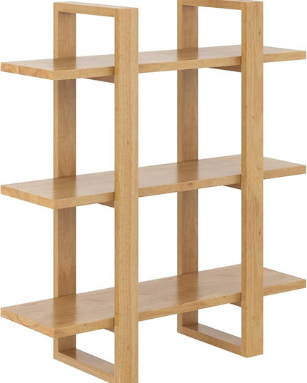 Nathan James Floating Wall Book Shelves, 3-Tier Display Shelf, Decorative Modular Shelf in Solid Wood for Bedroom, Nursery, Bathroom or Kitchen, Set of 2 - LeafyLoom