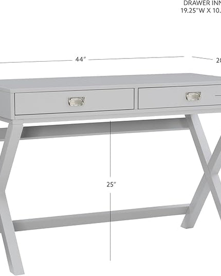 Linon Grey 2-Drawer Writing Jaycee Desk - LeafyLoom