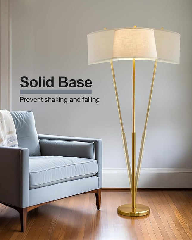 Oneach 61.75" Modern Floor Lamp for Living Room Tall Lamp for Bedroom Gold Floor Lamp with Rotary Switch Industrial Standing Lamp Floor Lamp for Nursery Study Room Office - LeafyLoom