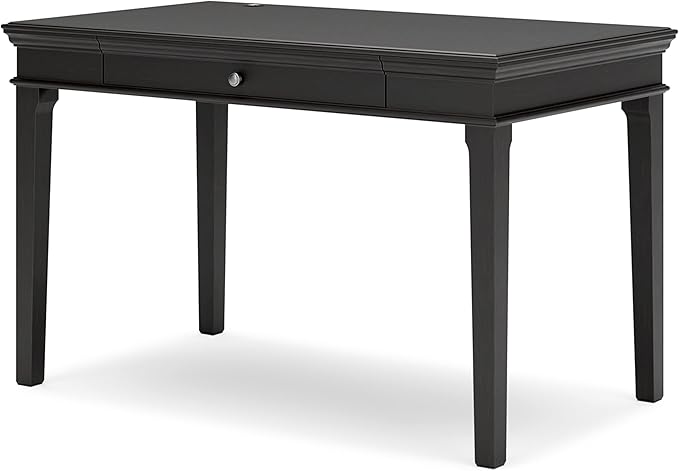 Signature Design by Ashley Beckincreek Classic Home Office Small Leg Desk with 1 Drawer and USB Ports, Black - LeafyLoom