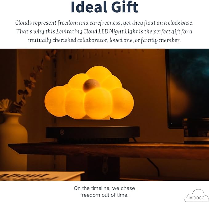 Levitating Cloud Lamp, Magnetic Floating Cloud LED Light Desk Lamp Table lamp Night Light，Unique Gifts Christmas Room Home Office Decor (Cloud Lamp) - LeafyLoom
