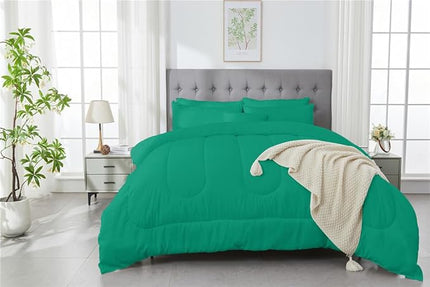 3 Piece Solid Color All Season Bedding Comforter Set Microfiber Soft Lightweight Bedding Set for Kids Teens Adults Room Decor with 1 Comforter and 2 Pillowcases Full - LeafyLoom