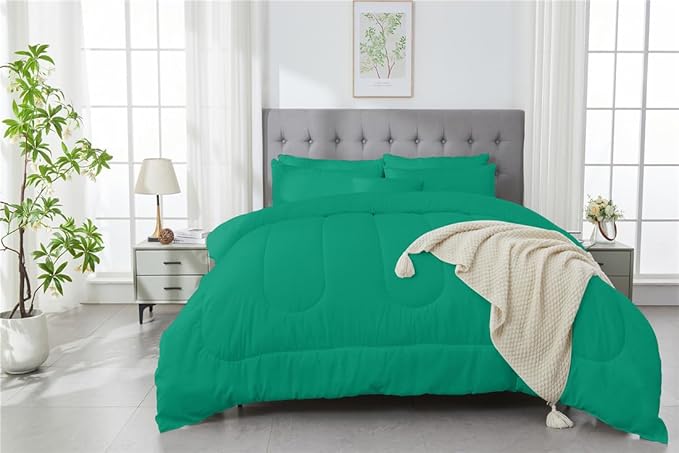 3 Piece Solid Color All Season Bedding Comforter Set Microfiber Soft Lightweight Bedding Set for Kids Teens Adults Room Decor with 1 Comforter and 2 Pillowcases Full - LeafyLoom