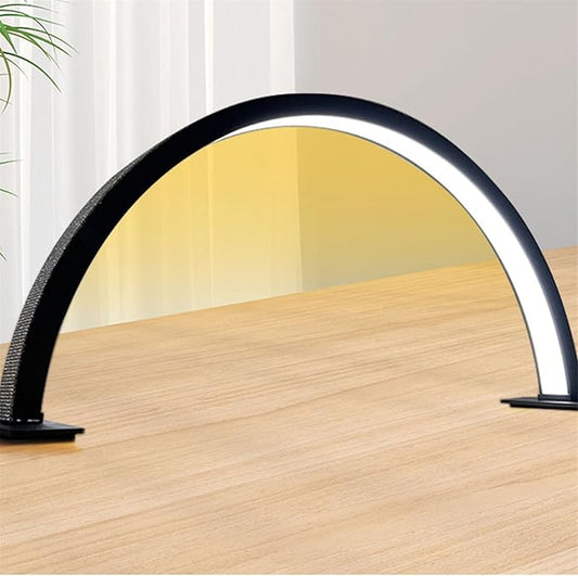 Half Moon LED Light for Nail, 3000-6000K Dimmable Half Moon Nail Desk Lamp with Touch Key, 35W Half Moon Fill Light with Lamp Holder for Lash Extension Beauty Tattoo Live Steaming - LeafyLoom