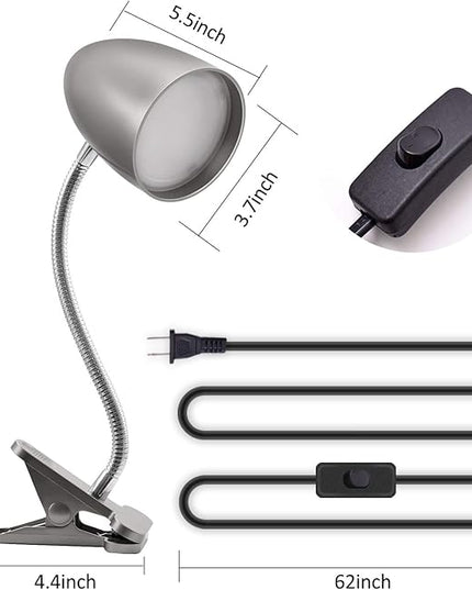 Desk lamp with Clamp, Non-Dimmable Clip Light for Bed and Desk, 4000K Cool White, 3.5W 240 LM Flexible Gooseneck lamp, Eye Protection, ETL Listed - LeafyLoom