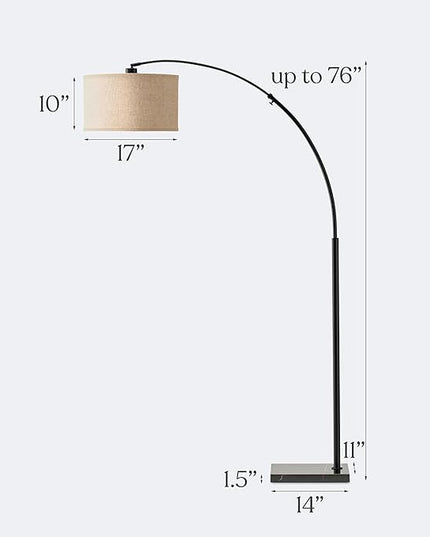 Brightech Logan Arc Floor Lamp, Bright Standing Lamp for Living Rooms, Offices & Bedrooms, Modern Living Room Décor, Tall Hanging Floor Lamp for Reading and More – Black - LeafyLoom