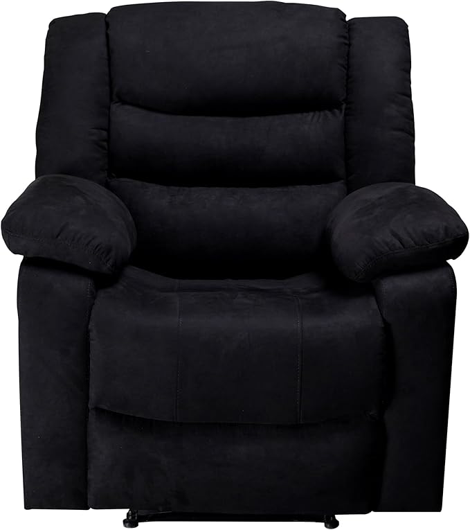 Manual Set, Modern Single Chair, Loveseat and 3 Seat Sofa&Couch with Consoles,2 Cup Holders and Storage, Living Room Furniture, Upholstered Reclining Sectional Sofa, Black - LeafyLoom