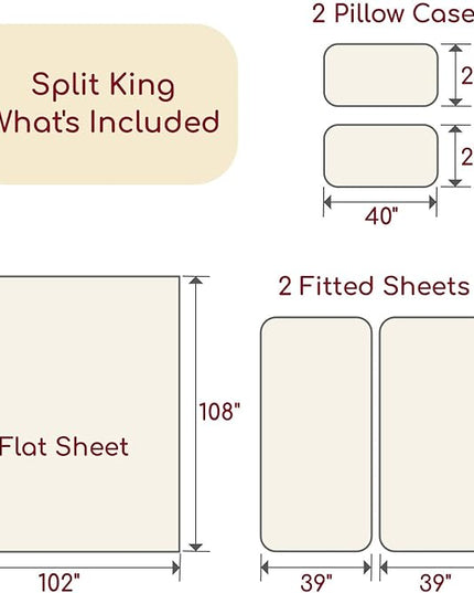 Mellanni Split King Sheets Set - 5 PC Iconic Collection Bedding Sheets & Pillowcases - Hotel Luxury, Extra Soft, Cooling Bed Sheets - Deep Pocket up to 16 inch (Split King, Blue Nova) - LeafyLoom