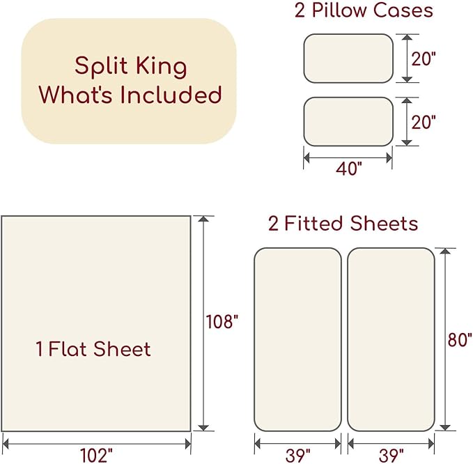 Mellanni Split King Sheets Set - 5 PC Iconic Collection Bedding Sheets & Pillowcases - Hotel Luxury, Extra Soft, Cooling Bed Sheets - Deep Pocket up to 16 inch (Split King, White) - LeafyLoom