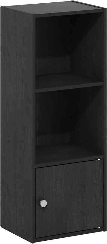 Furinno Luder Shelf Bookcase with 1 Door Storage Cabinet, Blackwood - LeafyLoom