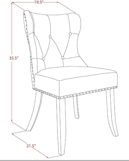 East West Furniture SIP8T04 Sion Parsons Dining Button Tufted Nailhead Trim Light Tan Linen Fabric Upholstered Chairs, Set of 2, Walnut - LeafyLoom