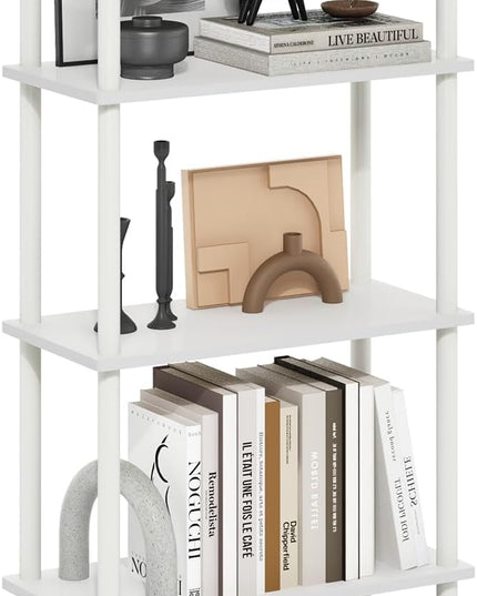 Furinno Turn-N-Tube 5-Tier Multipurpose Shelf Display Rack, White/White - LeafyLoom