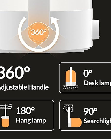 Portable Cordless Lantern Table Lamp, 360° Portable Handle, Stepless Dimmer, Powerful Long-Lasting 50hrs, Rechargeable LED Lantern for Camping Bedroom Party - LeafyLoom