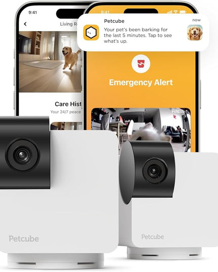 Petcube Cam 360 The Pack of 2 Camera | Ultimate Interactive WiFi Pet and Home Security Pan-Tilt Camera with Phone App, 1080p HD Video, 360° Rotation, Night Vision, Smart Alerts for Home Surveillance Petcube
