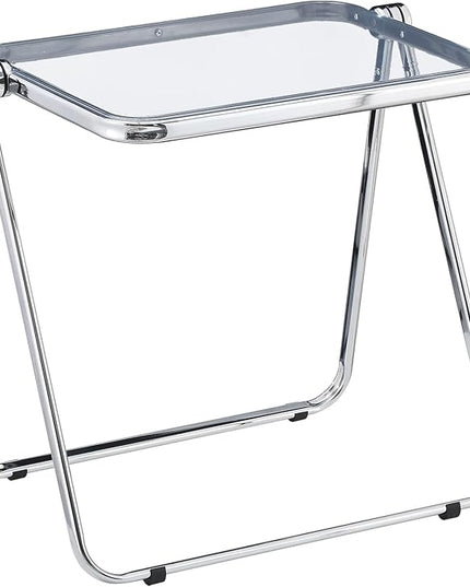 KAIHAOWIN Small Folding Table- Acrylic Morden TV Tray for Snack Dinner on Couch, Tiny Foldable Desk Writing Desk for Home Office for Small Spaces No Assembly Required - LeafyLoom