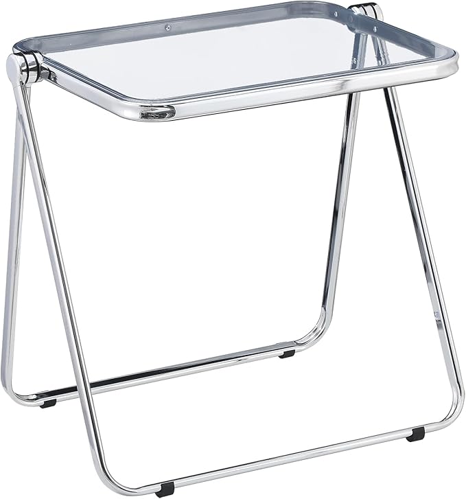 KAIHAOWIN Small Folding Table- Acrylic Morden TV Tray for Snack Dinner on Couch, Tiny Foldable Desk Writing Desk for Home Office for Small Spaces No Assembly Required - LeafyLoom