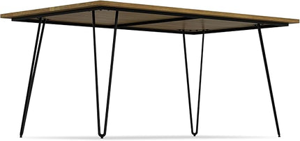 SIMPLIHOME Hunter SOLID MANGO WOOD and Metal Rectangle Industrial Table for The Dining Room, 66 inch, Light Brown - LeafyLoom